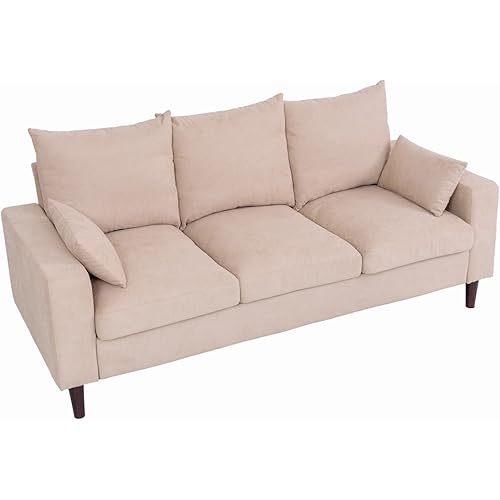 Panana Modern Sofa Couch for Living Room Sofa Couch 3 Seater in Linen Fabric Beige