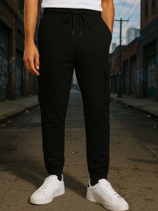 Image of Nobero Joggers for Men | Trackpants for Men | Regular Fit | Elasticated Waist with Drawcord | Soft & Breathable Fabric | Casual Everyday Wear