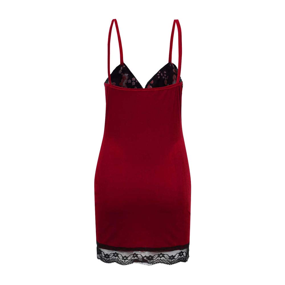 Camisón de Encaje con Cuello en V de lencería Sexy