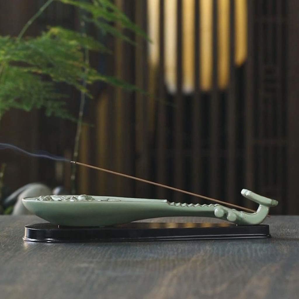 Incense Burner Incense Burner Stick Holder Ash Catcher Line Incense Lute Ceramic Household Incense Holder Indoor Horizontal Incense Burner Incense Holder