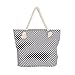 Premium Large Black & White Checkered Print Canvas Tote Shoulder Bag Handbag