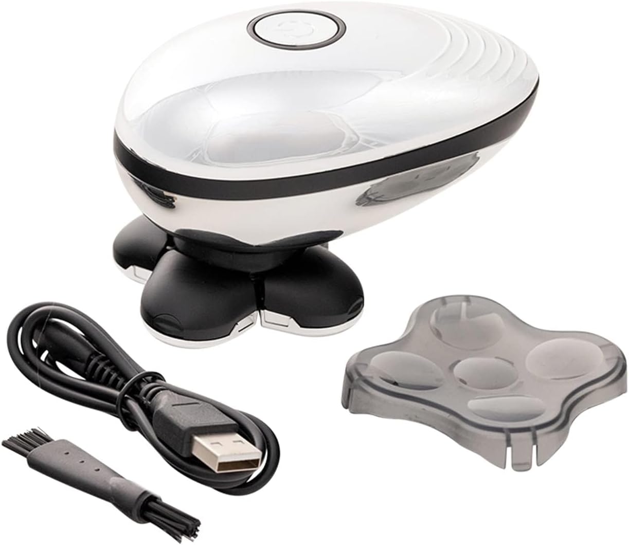 Pop Sonic shaver, USB charging cable, cleaning brush, and protective guard