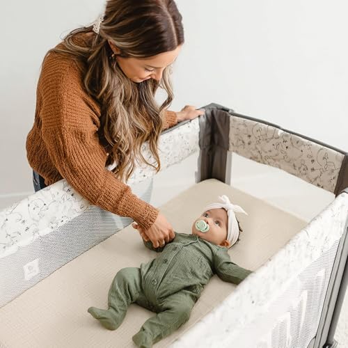 Image of lulumoon Pack and Play Sheets Muslin: Cotton Fitted Sheets for Pack N Play - Soft Playard Sheets for Boys and Girls 2Pack