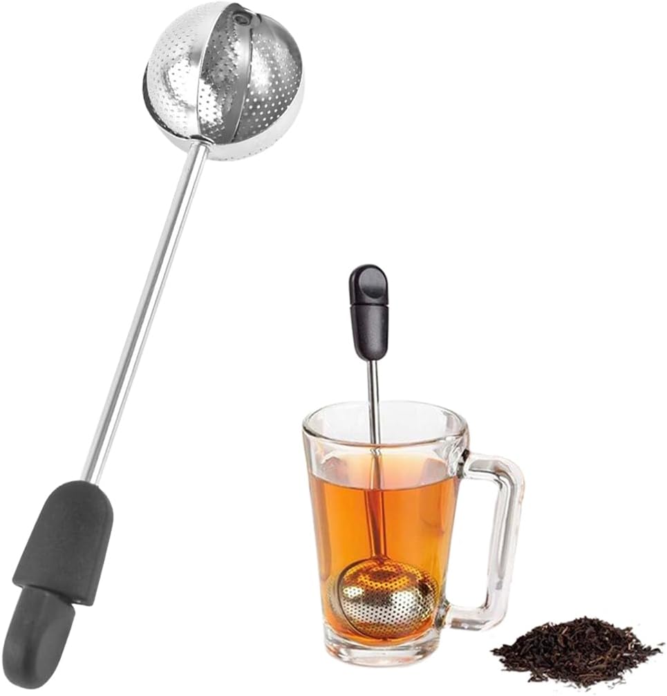 Tea Strainer, Fapiwen Tea Infuser Stainless Steel, Twisting Tea Ball Infuser, Green Tea Infuser, Reusable Loose Leaf Tea Steeper for Natural Tea & Coffee (1*Black)