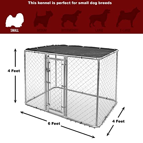 MidWest Homes For Pets Chain Link Portable Kennel with a Sunscreen, 6 by 4 by 4-Feet - Image 2