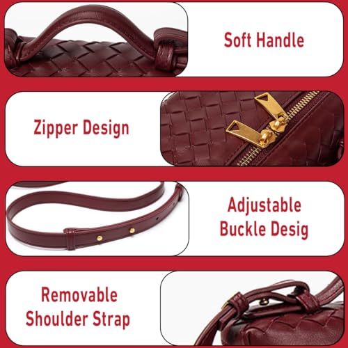Top-Handle Pouch Handbag for Women Woven Leather Vanity Case Designer Crossbody Bag Shoulder Bag Trendy Purse4