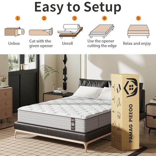 Image of Twin XL Mattress 12 inch, Medium Firm Hybrid Mattresses with Gel Cooling Memory Foam and Pocket Springs, Twin XL Mattress in a Box, Pressure Relief, Motion Isolation, CertiPUR-US