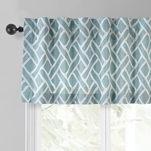 Image of HPD Half Price Drapes Window Valance 50 X 19 Cotton Martinique Printed, PRCT-VLD07B-19, Martinique Aqua