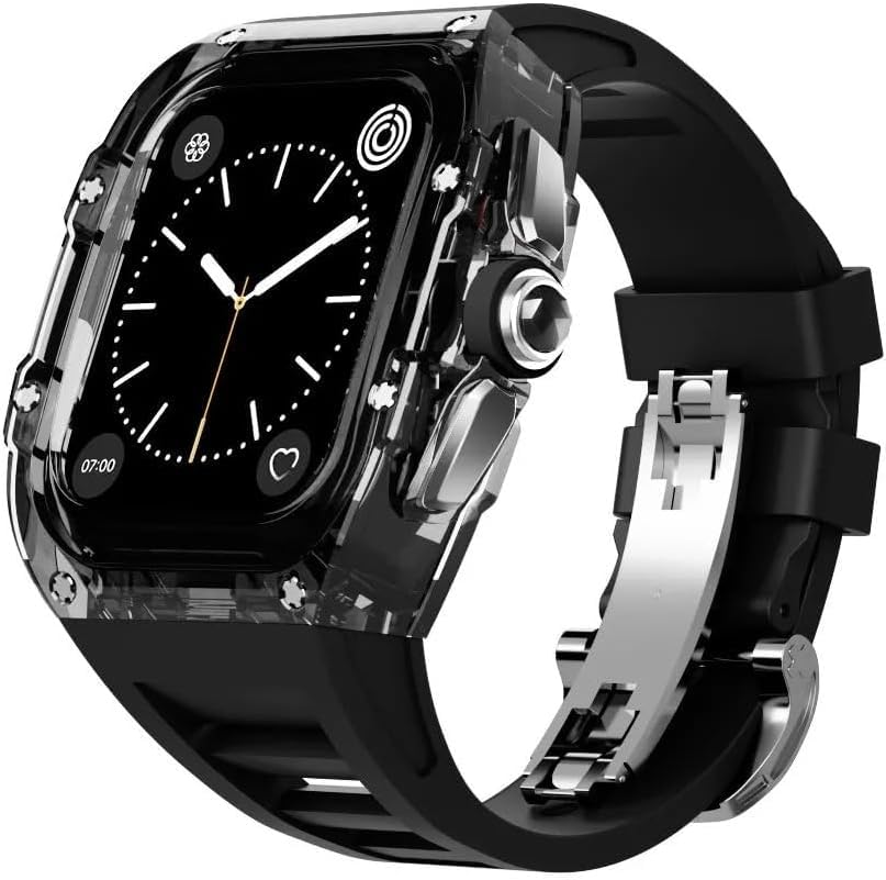 Bracelet de montre transparent Apple Watch 44mm 45mm avec étui de montre sport