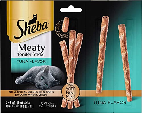 Aurora Pet Cat Treats Variety Pack (12) Sheba Meaty Tender Sticks Bundle: 4 (5 Count) Tuna Sticks, 4 (5 Count) Salmon Sticks, 4 (5 Count) Chicken Sticks with AuroraPet Wipes