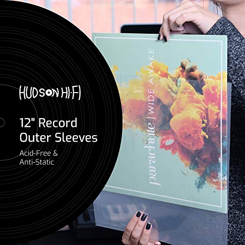 Image of Hudson Hi-Fi Anti-Static Vinyl Record Sleeves - Durable Clear Disc Sleeves- Protect Your LP Albums from Scratches, Dust & Dirt - Acid-Free Rice Paper Disc Covers, 500x Outer Sleeves