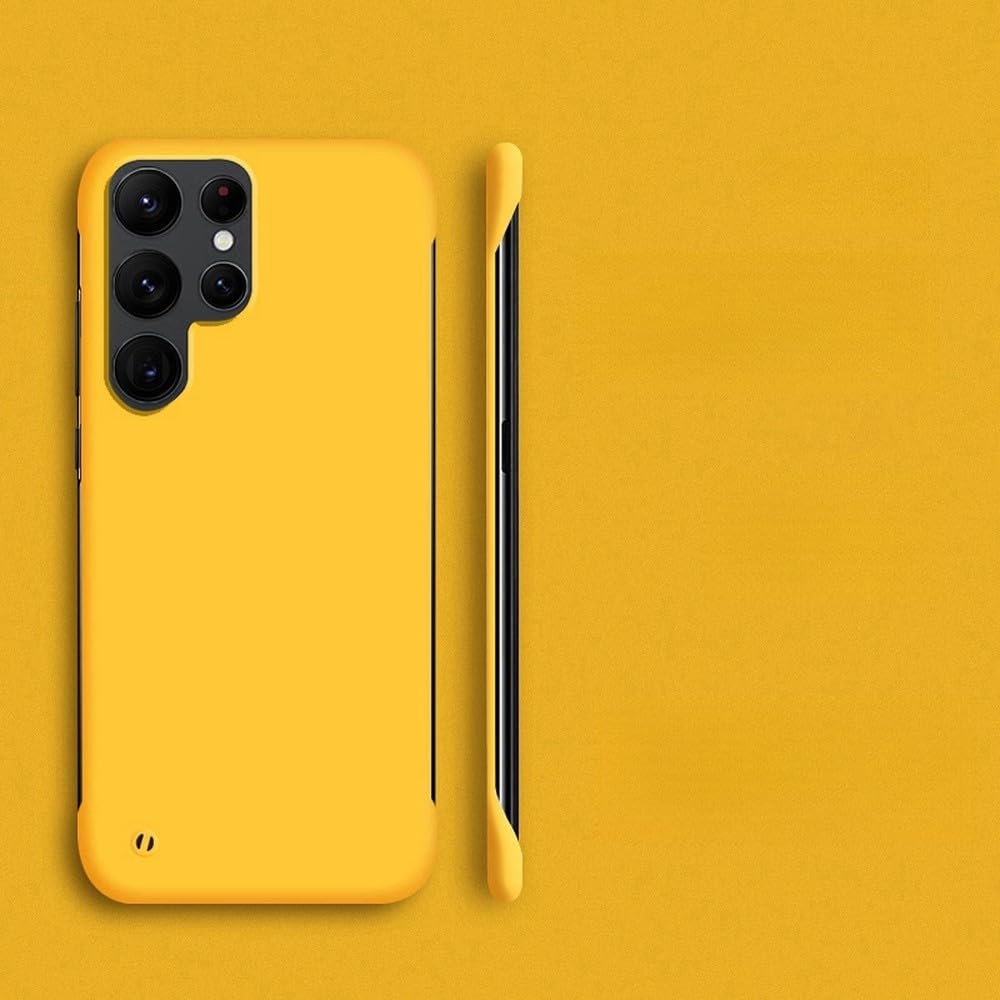 Coque rigide mate pour Samsung S22 Plus avec design frameless jaune
