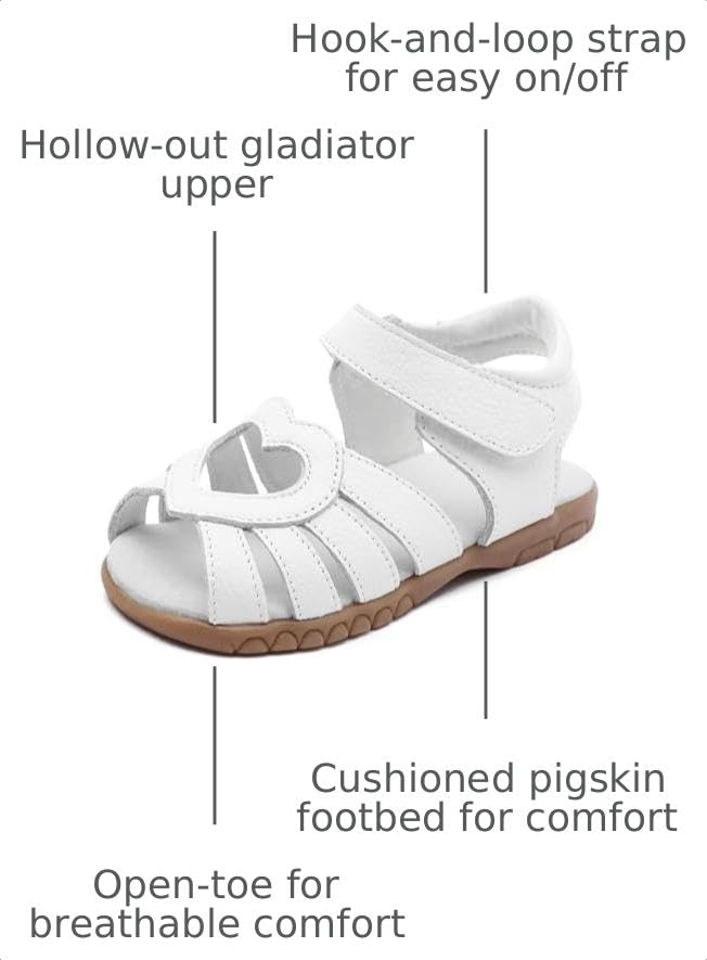 Image of Femizee Toddler Girls Leather Dress Sandals with Adjustable Strap