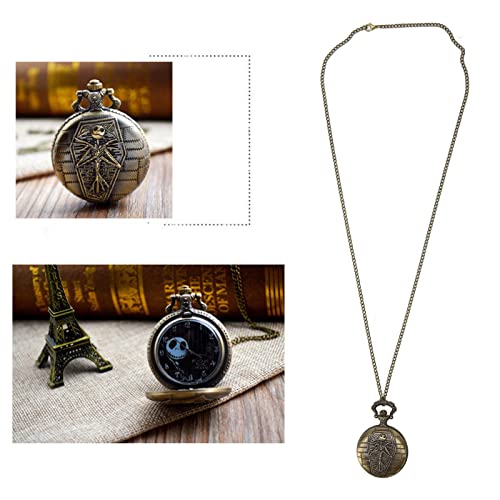HURRISE Relógio de bolso de quartzo, elegante vintage com estampa de caveira, relógio de bolso práti