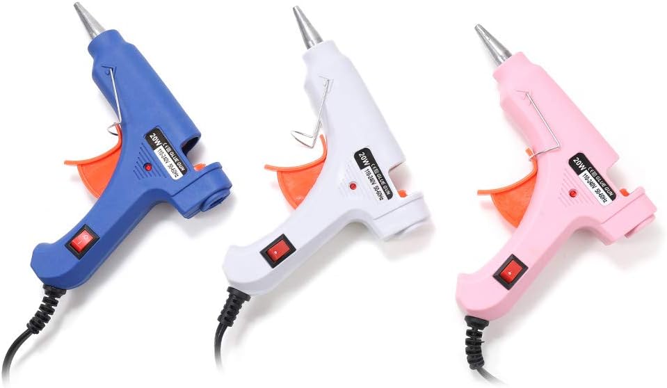 1 Set 20W Hot Melt Glue Gun with Glues Stick Industrial Craft Mini Guns Thermo Electric Heat Temperature Tool for DIY Jewelry Making (Pink-US)