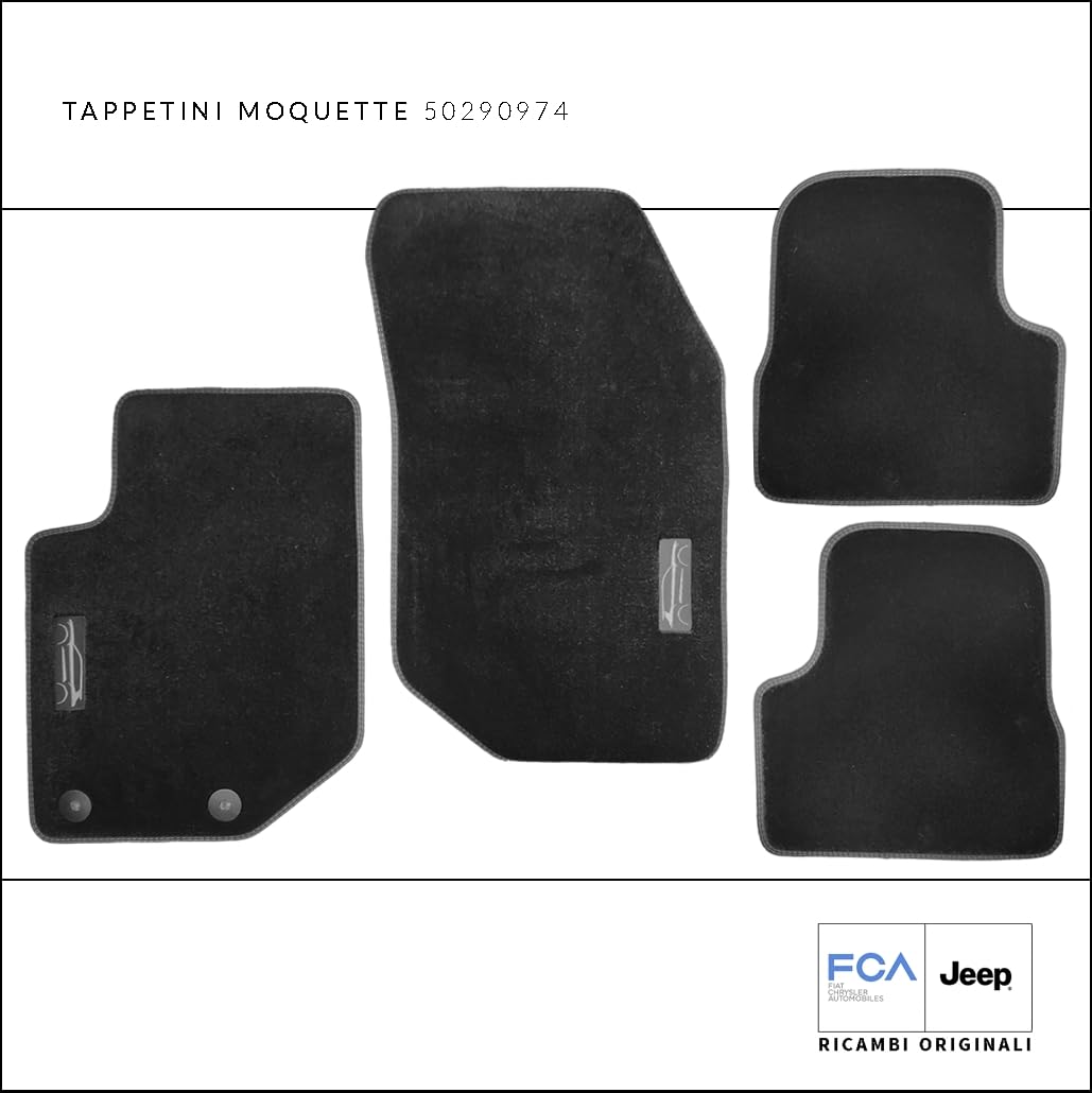 Tappetini in Moquette Originali per JEEP Avenger Versione Motore Termico 4pz Anteriori Posteriori con Logo Codice Ricambio 50290974