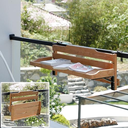 Table de balustrade de balcon pliable en bois suspendue et compacte