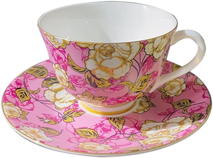 Rose Bone China Coffee Cup And Saucer Set Porcelain Tea Cup Set