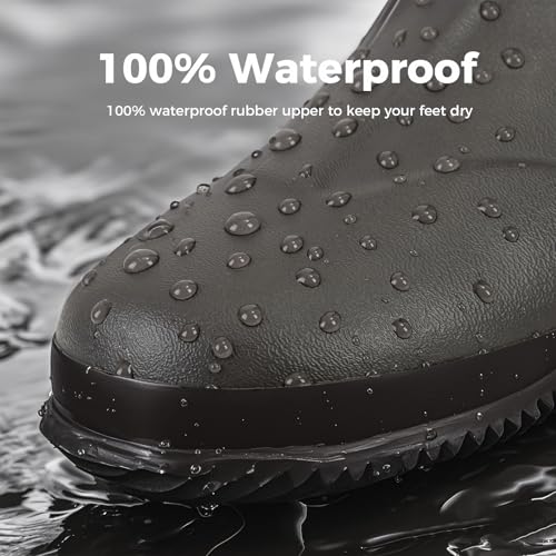 Image of Ubon Men's Medium-High Waterproof Chloroprene Rubber Rain Boots for Farm and Garden Work