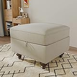 Nolany Upholstered Square Storage Ottoman Bench for The Living Room and Bedroom, Linen Fabric...