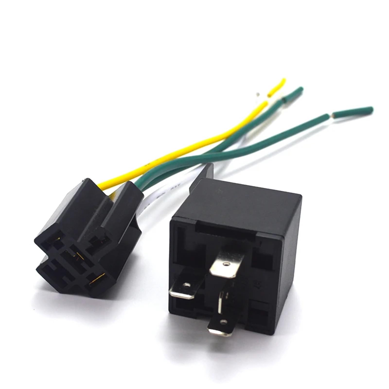 Relés automotrices de 12 V, 4 Pines, 5 Pines, 40 A, Normalmente Cerrado y Normalmente Abierto con Enchufe y Cable (relé Cerrado).
