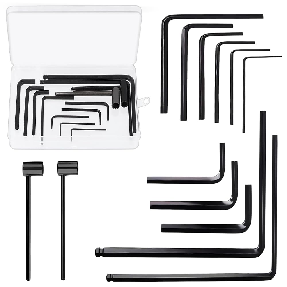 YGCQFH 13Pcs Premium Guitar Allen Wrench Set,9 Sizes Allen Wrench,4mm & 5mm Ball End Truss Rod Wrenches