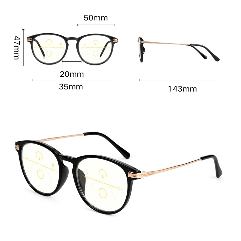 Bifokale Lesebrille Großer Computerbrille Metallrahmen Blaulicht Blockierende Lesegerät Feder Scharnier Presbyopie Brille Herren Damen (Size : 2.5X)