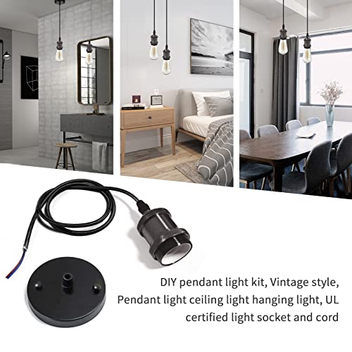 Ericlin Vintage Pendant Light Kit For Edison Bulb,E27 Lamp Socket Industrial Cord, Adjustable Weave Cord Hanging Light Kit, Hanging Lighting Fixtures For Kitchen Dining Room Hallway Porch Stairs #TOP4