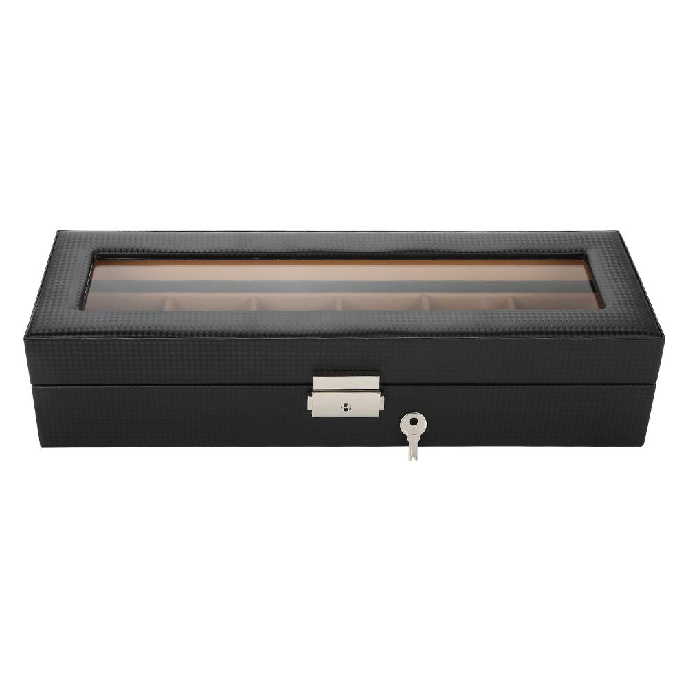 YUYTE Caja para Relojes, Caja para Relojes de Madera Maciza para Hombres/Mujeres, Soporte para presentación de Relojes y Joyas con 6 Compartimentos para Organizador y exhibición