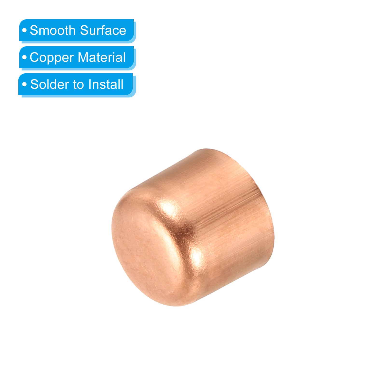 12er-Set Kupfer-Endkappen 1/2 Zoll ID – 15 Mm Außen-Ø, 0,8 Mm Wandstärke, Lötverbindung, Für Sanitär, Klima & Kühlung