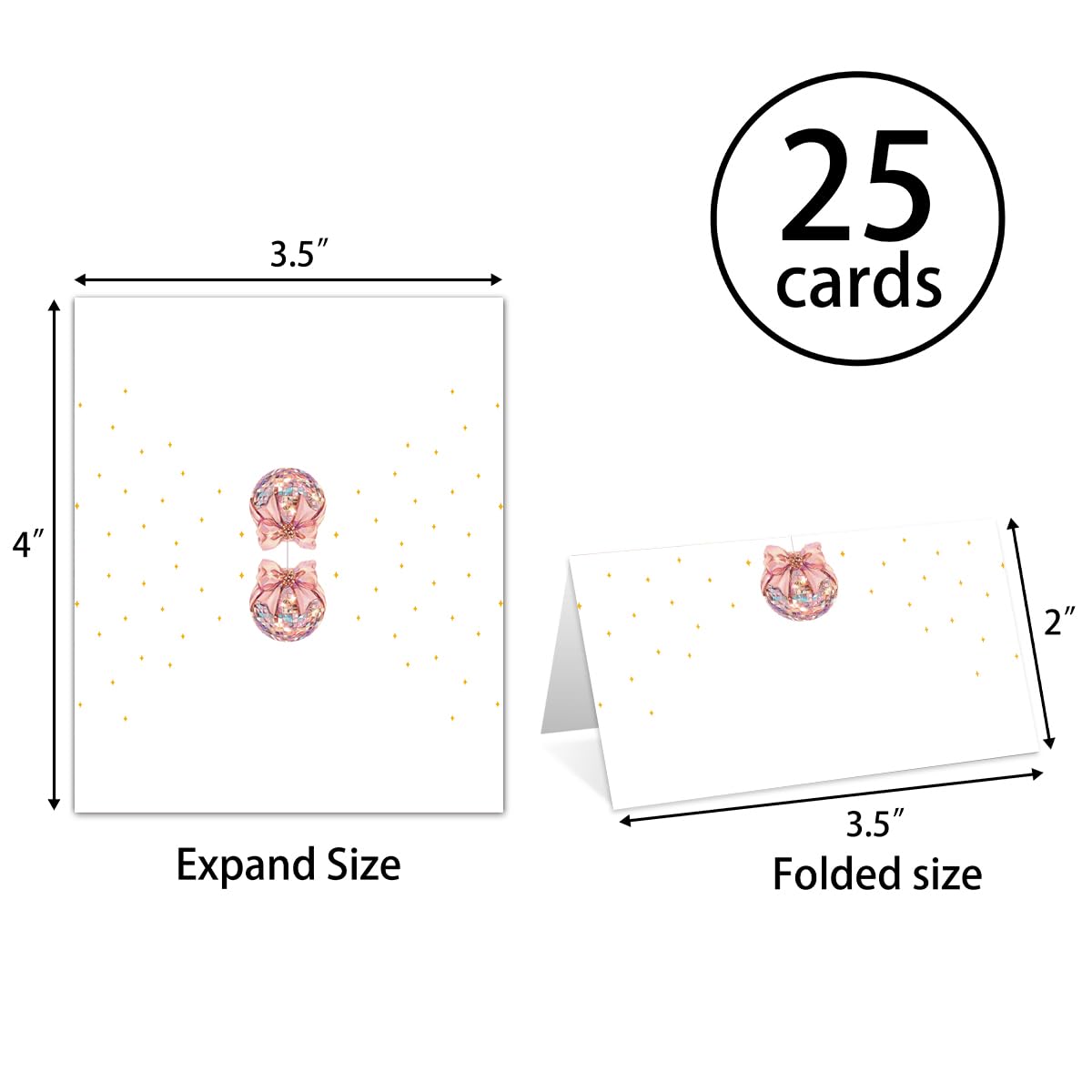 25 Pack Pink Bow Table Place Cards for Wedding Birthday Party, Pink Disco Filled-In Name Place Cards, Foldover Seating Table Cards (Folds into 3.5 * 2 Inches)-B01