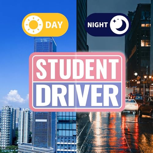 Image of 2 Pack Student Driver Magnet & New Driver Car Magnet - Removable Reflective Stickers No Residue, Automotive Safety Stickers, Magnetic Decal (Pink /Purple-Student)