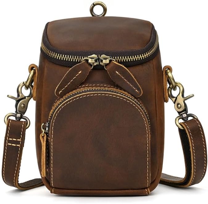 Men's Single Shoulder Bag Brown Waist Outdoor Multi Purpose Belt Pouch