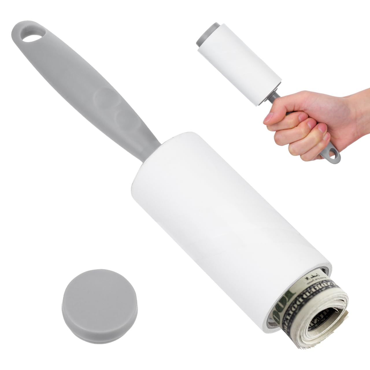 DOITOOL Hidden Safe Lint Roller Diversion can - Portable Secret Storage Container for Cash, Jewelry, and Small Items - White, Plastic, 8.86 X 1.77 X 1.77 Inches