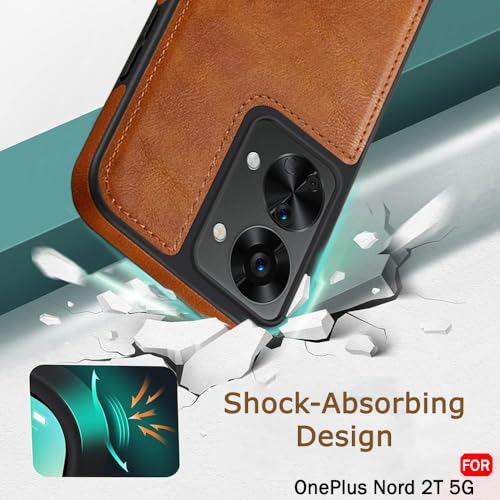 Image of TheGiftKart Genuine Leather Finish Back Case for OnePlus Nord 2T 5G|Shockproof Design|Raised Edges for Camera & Screen Protection|Stunning Minimalist Case Compatible with OnePlus Nord 2T, Brown
