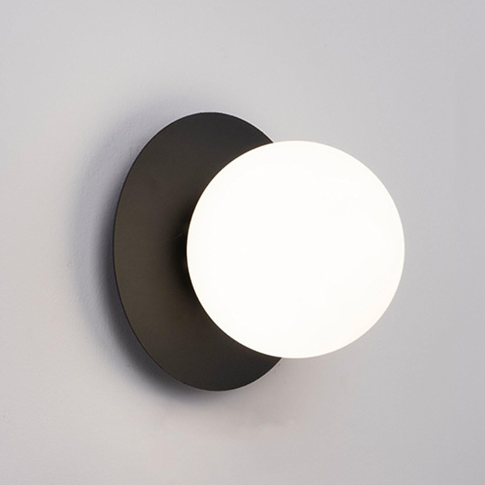 Lai Ho Black Modern Wall Sconces Indoor, Glass Ball Wall Lights,E27 Vintage Metal Bedside Wall Lamp,Wall Mount Light Fixture For Living Room Bedroom Hallway