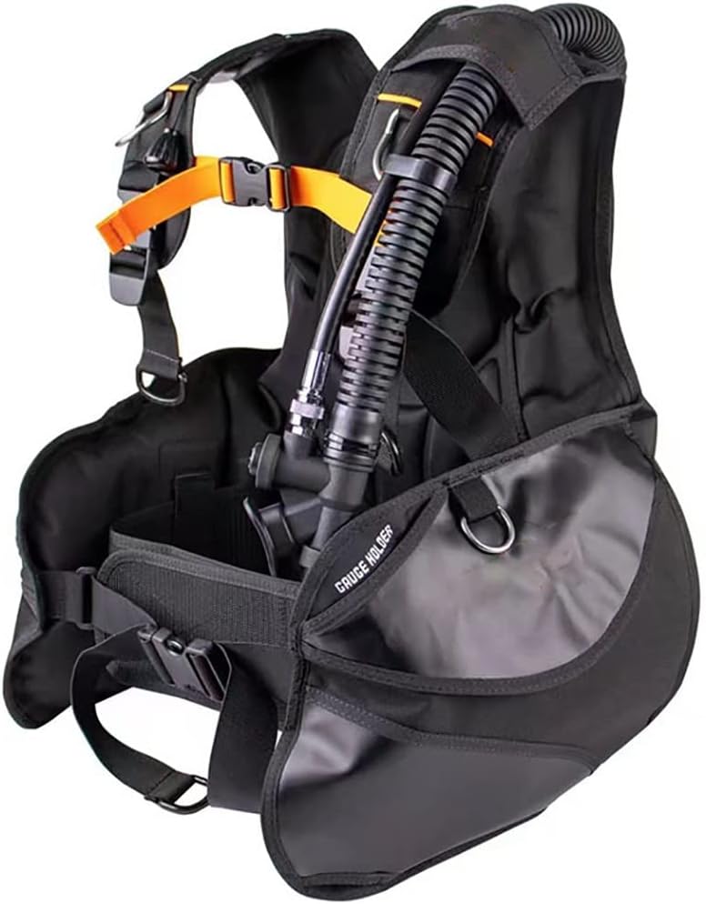 Scuba Buoyancy Control Device with Airway and LP Hose, Scuba Training BCD with Two-Piece Backplate & Two-Piece of OPRV, 840D Nylon with Urethane (Size : Small)