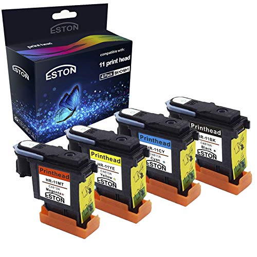ESTON Remanufactured Printhead Replacement for 11 Printhead C4810A C4811A C4812A C4813A (Black,Cyan,Magenta,Yellow-4 Pack)