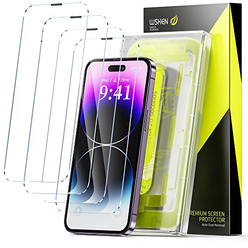 WSKEN for iPhone 14 Pro Max Screen Protector (6.7 inch),[Auto-Dust Removal] Full Coverage Screen 2.5D Edge 10s HD Tempered Glass Film with Dust Clean Installing House 2022 5G - 4 Pack