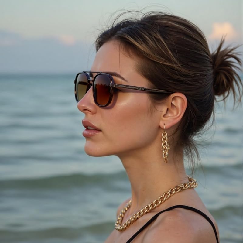 Image of Women Sunglasses Polarized UV400 Vintage for Driving HD Retro with Case