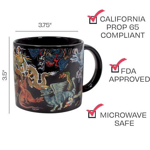 Taza de Cerámica Negra con Dragones 14 oz miniatura 2