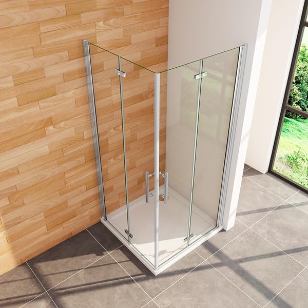 Aica Sanitär Eckeinstieg Duschkabine Dusche Duschwand Duschabtrennung Falttür H195cm,76x76cm