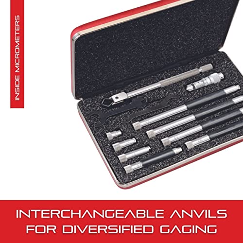 Starrett Tubular Inside Micrometer Set With Case, Lock Nut, Quick-Reading Figures, Hardened, Interchangeable And Ground Anvils - 4-40" Range, 001" Graduations - 823Ez #TOP2