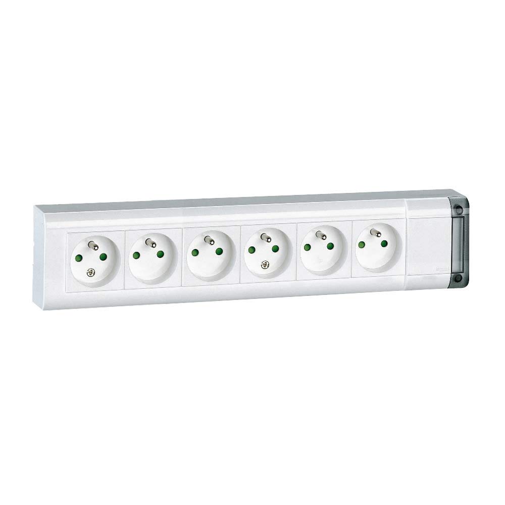 LEGRAND - Rallonge Multiprise 16A/230V à Câbler - Fixation au Mur - 6 Prises de Courant avec Terre - Longueur 343 mm - Fabriqué En France - Blanc