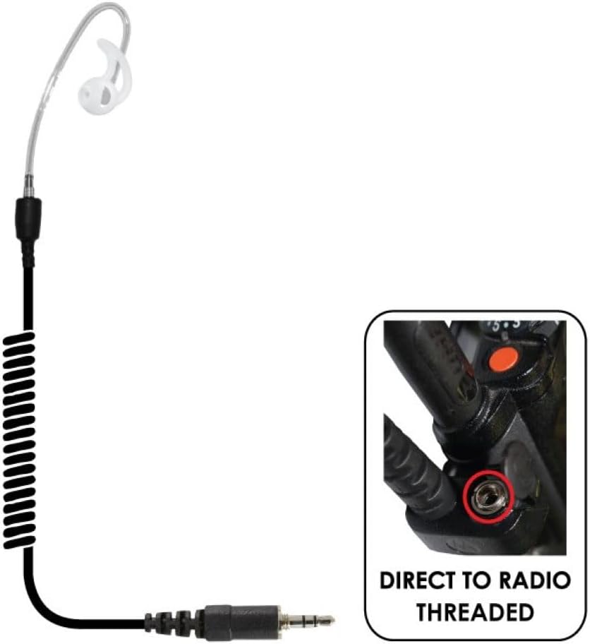EAR PHONE CONNECTION Fox 3.5mm Threaded Surveillance Earphone with Clear Short Tube (EP1013XCST) rt Tube (EP1013XCST)