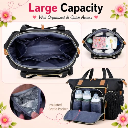 Image of Baby Diaper Bag | Diaper Bag for Mothers For Travel | Baby Bags For Mothers Carry | Baby Diaper Bag For Mother For Travelling |Quilted Lugguage Nappy Handbags