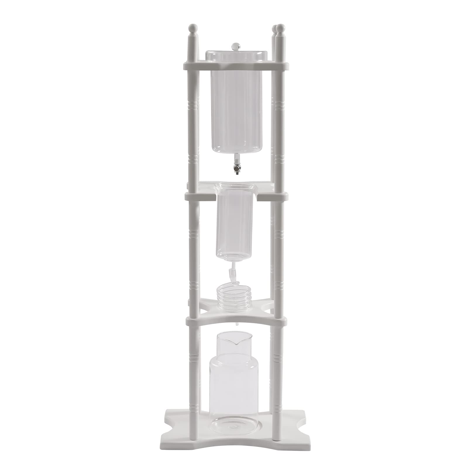 Ice Drip Coffee Maker, 2.5L Iced Coffee Maker Drip Tea Maker Tower Wooden Stand Glass Dripper Machine Cold Brew for Making Delicious Cold, Extracted Coffee at Home, Coffee Shops