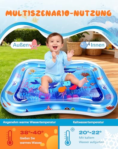 Wincany Wassermatte Baby Groß BPA Frei – Baby Spielzeug ab 3 Monate, Wasserspielmatte Baby & Spielmatte für Bauchlage… – Ansicht 6