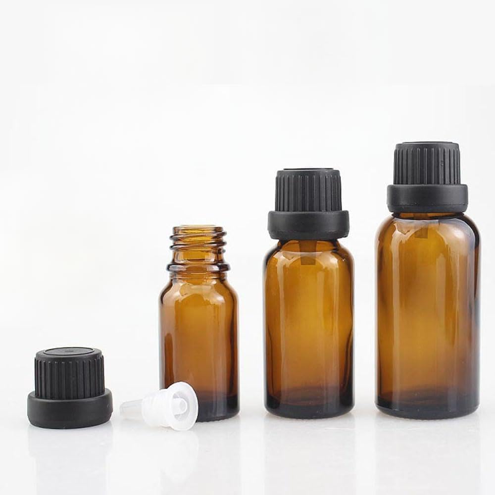 Leere bernsteinfarbene Glas-Tropfflaschen für ätherisches Öl, Parfüm, kleine Behälter, umgekehrt bemalt, Schnupftabakflasche mit Schraubverschluss, Aromatherapie, nachfüllbare Behälter (100 ml