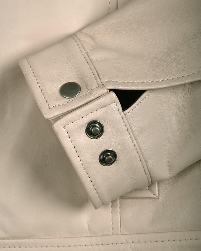 Image of Blingsoul Vintage Distressed Leather Jacket for Men - Shirt Collar Genuine Lambskin Mens Leather Jacket